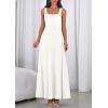 imagePRETTYGARDEN Womens Summer Dresses 2026 Sleeveless Elegant Square Neck Aline Swing Maxi Beach Wedding Guest Dress PocketsWhite