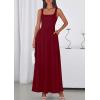 imagePRETTYGARDEN Womens Summer Dresses 2026 Sleeveless Elegant Square Neck Aline Swing Maxi Beach Wedding Guest Dress PocketsWine Red