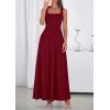 imagePRETTYGARDEN Womens Summer Dresses 2026 Sleeveless Elegant Square Neck Aline Swing Maxi Beach Wedding Guest Dress PocketsWine Red