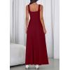 imagePRETTYGARDEN Womens Summer Dresses 2026 Sleeveless Elegant Square Neck Aline Swing Maxi Beach Wedding Guest Dress PocketsWine Red