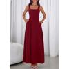 imagePRETTYGARDEN Womens Summer Dresses 2026 Sleeveless Elegant Square Neck Aline Swing Maxi Beach Wedding Guest Dress PocketsWine Red