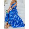 imagePRETTYGARDEN Womens Summer Floral One Shoulder Maxi Dress Knot Ruffle Boho Beach Vacation Wedding Guest Long Sun DressesBlue White Print