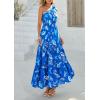 imagePRETTYGARDEN Womens Summer Floral One Shoulder Maxi Dress Knot Ruffle Boho Beach Vacation Wedding Guest Long Sun DressesBlue White Print