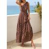 imagePRETTYGARDEN Womens Summer Floral One Shoulder Maxi Dress Knot Ruffle Boho Beach Vacation Wedding Guest Long Sun DressesDot Coffee White