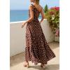 imagePRETTYGARDEN Womens Summer Floral One Shoulder Maxi Dress Knot Ruffle Boho Beach Vacation Wedding Guest Long Sun DressesDot Coffee White