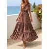 imagePRETTYGARDEN Womens Summer Floral One Shoulder Maxi Dress Knot Ruffle Boho Beach Vacation Wedding Guest Long Sun DressesDot Coffee White