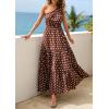 imagePRETTYGARDEN Womens Summer Floral One Shoulder Maxi Dress Knot Ruffle Boho Beach Vacation Wedding Guest Long Sun DressesDot Coffee White