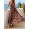 imagePRETTYGARDEN Womens Summer Floral One Shoulder Maxi Dress Knot Ruffle Boho Beach Vacation Wedding Guest Long Sun DressesDot Coffee White