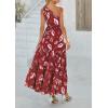 imagePRETTYGARDEN Womens Summer Floral One Shoulder Maxi Dress Knot Ruffle Boho Beach Vacation Wedding Guest Long Sun DressesWine Red Print