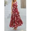 imagePRETTYGARDEN Womens Summer Floral One Shoulder Maxi Dress Knot Ruffle Boho Beach Vacation Wedding Guest Long Sun DressesWine Red Print