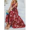 imagePRETTYGARDEN Womens Summer Floral One Shoulder Maxi Dress Knot Ruffle Boho Beach Vacation Wedding Guest Long Sun DressesWine Red Print