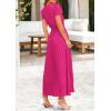 imagePRETTYGARDEN Womens Summer Maxi Dresses 2026 Trendy Casual Button V Neck Ruffle Cap Sleeve Long Flowy Spring Pleated DressRose Red
