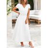 imagePRETTYGARDEN Womens Summer Maxi Dresses 2026 Trendy Casual Button V Neck Ruffle Cap Sleeve Long Flowy Spring Pleated DressWhite