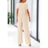 imagePRETTYGARDEN Womens Summer One Piece Jumpsuits Dressy Casual Short Sleeve Square Neck Wide Leg Rompers Travel Outfit ClothesBeige