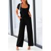 imagePRETTYGARDEN Womens Summer One Piece Jumpsuits Dressy Casual Short Sleeve Square Neck Wide Leg Rompers Travel Outfit ClothesBlack