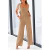 imagePRETTYGARDEN Womens Summer One Piece Jumpsuits Dressy Casual Short Sleeve Square Neck Wide Leg Rompers Travel Outfit ClothesCamel