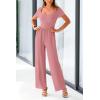 imagePRETTYGARDEN Womens Summer One Piece Jumpsuits Dressy Casual Short Sleeve Square Neck Wide Leg Rompers Travel Outfit ClothesDusty Pink