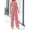 imagePRETTYGARDEN Womens Summer One Piece Jumpsuits Dressy Casual Short Sleeve Square Neck Wide Leg Rompers Travel Outfit ClothesDusty Pink