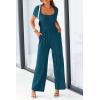 imagePRETTYGARDEN Womens Summer One Piece Jumpsuits Dressy Casual Short Sleeve Square Neck Wide Leg Rompers Travel Outfit ClothesLake Blue