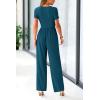 imagePRETTYGARDEN Womens Summer One Piece Jumpsuits Dressy Casual Short Sleeve Square Neck Wide Leg Rompers Travel Outfit ClothesLake Blue