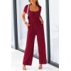 imagePRETTYGARDEN Womens Summer One Piece Jumpsuits Dressy Casual Short Sleeve Square Neck Wide Leg Rompers Travel Outfit ClothesWine Red