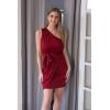 imagePRETTYGARDEN Womens Summer One Shoulder Mini Short Dresses Irregular Hem Belted Fitted Spring Cocktail Party DressWine Red