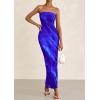 imagePRETTYGARDEN Womens Summer Printed Tube Maxi Dress Strapless Bodycon Sleeveless Long Beach Vacation DressesBlue Watercolour