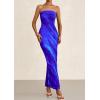imagePRETTYGARDEN Womens Summer Printed Tube Maxi Dress Strapless Bodycon Sleeveless Long Beach Vacation DressesBlue Watercolour