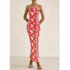 imagePRETTYGARDEN Womens Summer Printed Tube Maxi Dress Strapless Bodycon Sleeveless Long Beach Vacation DressesFloral Red Yellow