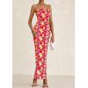 imagePRETTYGARDEN Womens Summer Printed Tube Maxi Dress Strapless Bodycon Sleeveless Long Beach Vacation DressesFloral Red Yellow