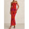 imagePRETTYGARDEN Womens Summer Printed Tube Maxi Dress Strapless Bodycon Sleeveless Long Beach Vacation DressesFloral Rust Red