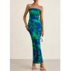 imagePRETTYGARDEN Womens Summer Printed Tube Maxi Dress Strapless Bodycon Sleeveless Long Beach Vacation DressesGreen Floral