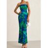 imagePRETTYGARDEN Womens Summer Printed Tube Maxi Dress Strapless Bodycon Sleeveless Long Beach Vacation DressesGreen Floral