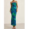 imagePRETTYGARDEN Womens Summer Printed Tube Maxi Dress Strapless Bodycon Sleeveless Long Beach Vacation DressesGreen Floral