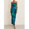 imagePRETTYGARDEN Womens Summer Printed Tube Maxi Dress Strapless Bodycon Sleeveless Long Beach Vacation DressesGreen Floral