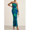 imagePRETTYGARDEN Womens Summer Printed Tube Maxi Dress Strapless Bodycon Sleeveless Long Beach Vacation DressesGreen Floral