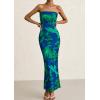 imagePRETTYGARDEN Womens Summer Printed Tube Maxi Dress Strapless Bodycon Sleeveless Long Beach Vacation DressesGreen Floral