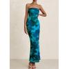 imagePRETTYGARDEN Womens Summer Printed Tube Maxi Dress Strapless Bodycon Sleeveless Long Beach Vacation DressesLake Blue Floral
