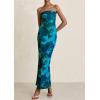 imagePRETTYGARDEN Womens Summer Printed Tube Maxi Dress Strapless Bodycon Sleeveless Long Beach Vacation DressesLake Blue Floral