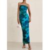 imagePRETTYGARDEN Womens Summer Printed Tube Maxi Dress Strapless Bodycon Sleeveless Long Beach Vacation DressesLake Blue Floral