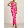 imagePRETTYGARDEN Womens Summer Printed Tube Maxi Dress Strapless Bodycon Sleeveless Long Beach Vacation DressesPink Floral
