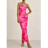 imagePRETTYGARDEN Womens Summer Printed Tube Maxi Dress Strapless Bodycon Sleeveless Long Beach Vacation DressesPink Floral