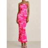 imagePRETTYGARDEN Womens Summer Printed Tube Maxi Dress Strapless Bodycon Sleeveless Long Beach Vacation DressesPink Floral