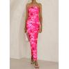 imagePRETTYGARDEN Womens Summer Printed Tube Maxi Dress Strapless Bodycon Sleeveless Long Beach Vacation DressesPink Floral