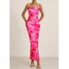 imagePRETTYGARDEN Womens Summer Printed Tube Maxi Dress Strapless Bodycon Sleeveless Long Beach Vacation DressesPink Floral