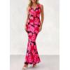 imagePRETTYGARDEN Womens Summer Wedding Guest Dress 2026 Spring Cowl Neck Mesh Bodycon Formal Cocktail Party Floral Maxi DressesBlack Pink Flower