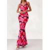 imagePRETTYGARDEN Womens Summer Wedding Guest Dress 2026 Spring Cowl Neck Mesh Bodycon Formal Cocktail Party Floral Maxi DressesBlack Pink Flower