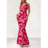 imagePRETTYGARDEN Womens Summer Wedding Guest Dress 2026 Spring Cowl Neck Mesh Bodycon Formal Cocktail Party Floral Maxi DressesBlack Pink Flower