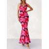 imagePRETTYGARDEN Womens Summer Wedding Guest Dress 2026 Spring Cowl Neck Mesh Bodycon Formal Cocktail Party Floral Maxi DressesBlack Pink Flower