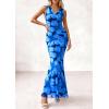 imagePRETTYGARDEN Womens Summer Wedding Guest Dress 2026 Spring Cowl Neck Mesh Bodycon Formal Cocktail Party Floral Maxi DressesFloral Blue